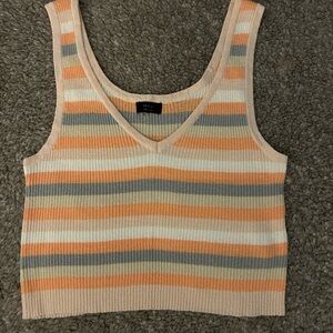 Debut Striped Tank Top - Orange, Gray, Cream One Size